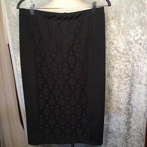 Black Pencil Skirt w/knit detail
